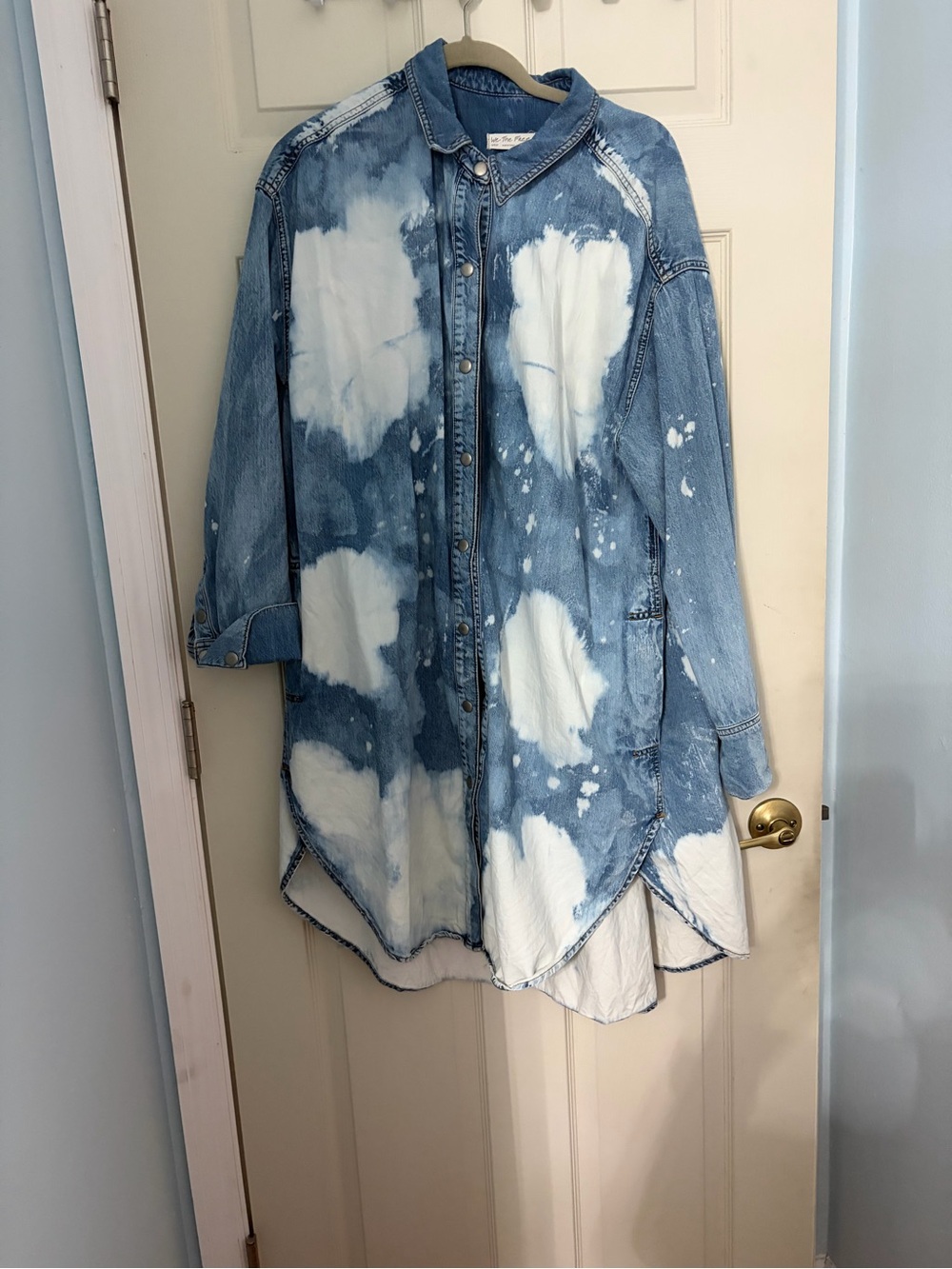 We The Free Light Blue and White Tie-Dye Mini Dress - Picture 3 of 5
